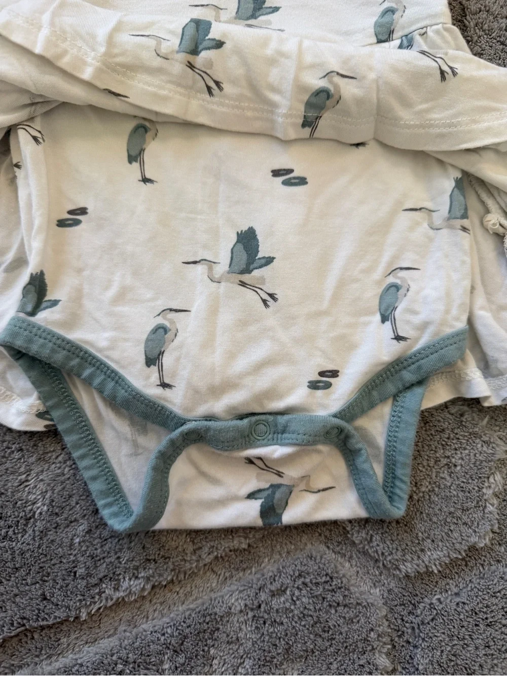 Kyte Baby Blue Heron Long Sleeve Skirted Bodysuit Size 18-24 Months